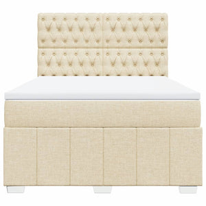 Κρεβάτι Boxspring με Στρώμα Κρεμ 140x200 εκ. Υφασμάτινο - Pakobazaar