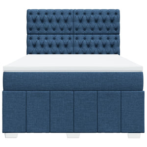 Κρεβάτι Boxspring με Στρώμα Μπλε 140x200 εκ. Υφασμάτινο