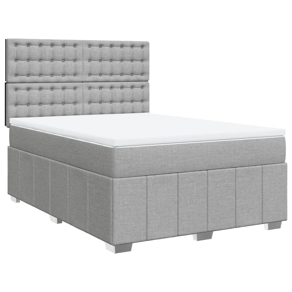Κρεβάτι Boxspring με Στρώμα Ανοιχτό Γκρι 140x200 εκ. Υφασμάτινο