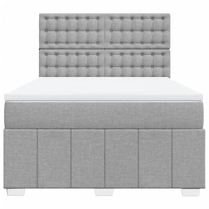 Κρεβάτι Boxspring με Στρώμα Ανοιχτό Γκρι 140x200 εκ. Υφασμάτινο