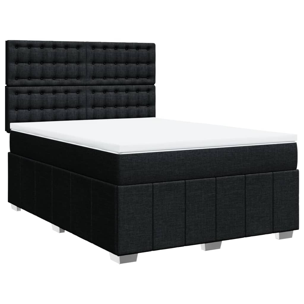 Κρεβάτι Boxspring με Στρώμα Μαύρο 140x200 εκ. Υφασμάτινο - Pakobazaar