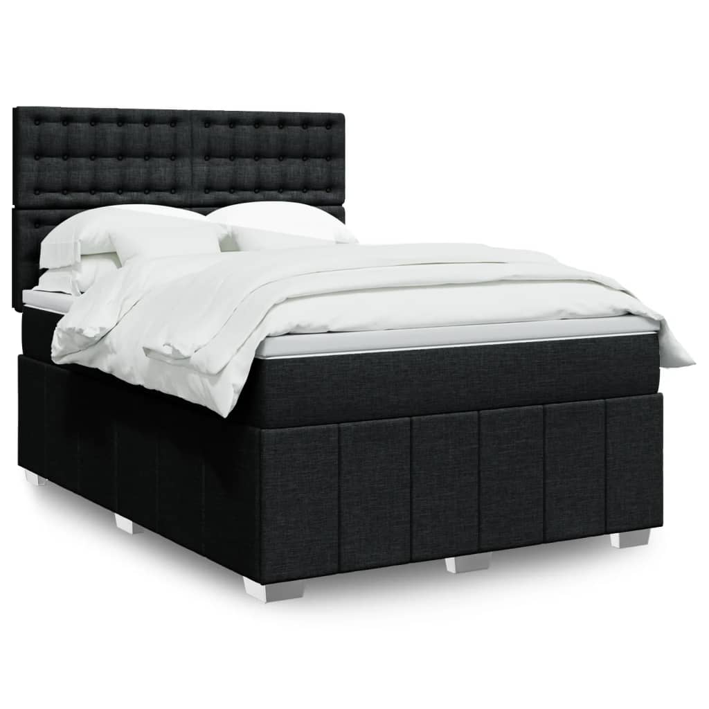 Κρεβάτι Boxspring με Στρώμα Μαύρο 140x200 εκ. Υφασμάτινο - Pakobazaar
