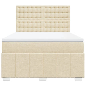 Κρεβάτι Boxspring με Στρώμα Κρεμ 140x200 εκ. Υφασμάτινο - Pakobazaar