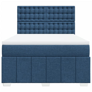 Κρεβάτι Boxspring με Στρώμα Μπλε 140x200 εκ. Υφασμάτινο - Pakobazaar