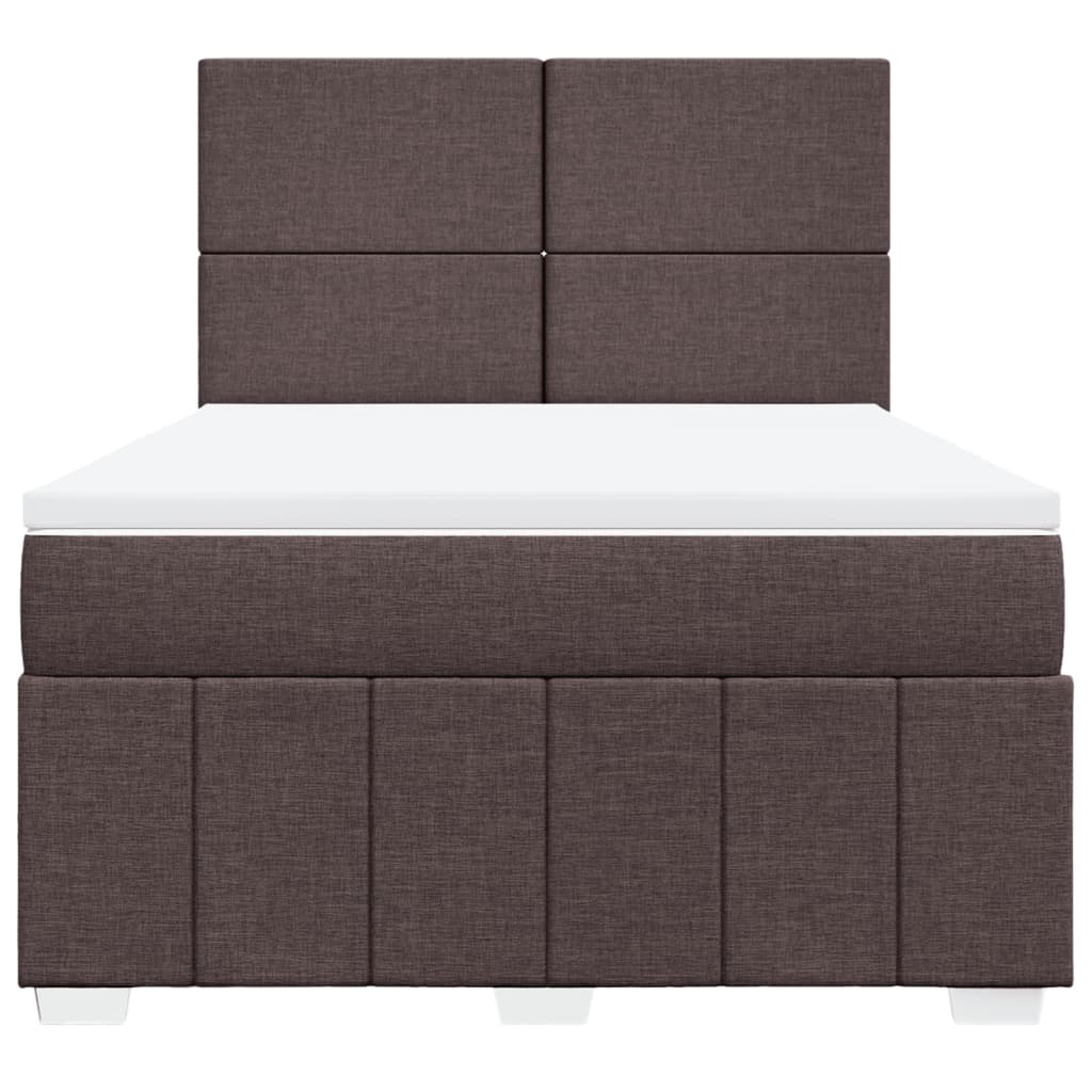 Κρεβάτι Boxspring με Στρώμα Σκούρο Καφέ 160x200 εκ Υφασμάτινο