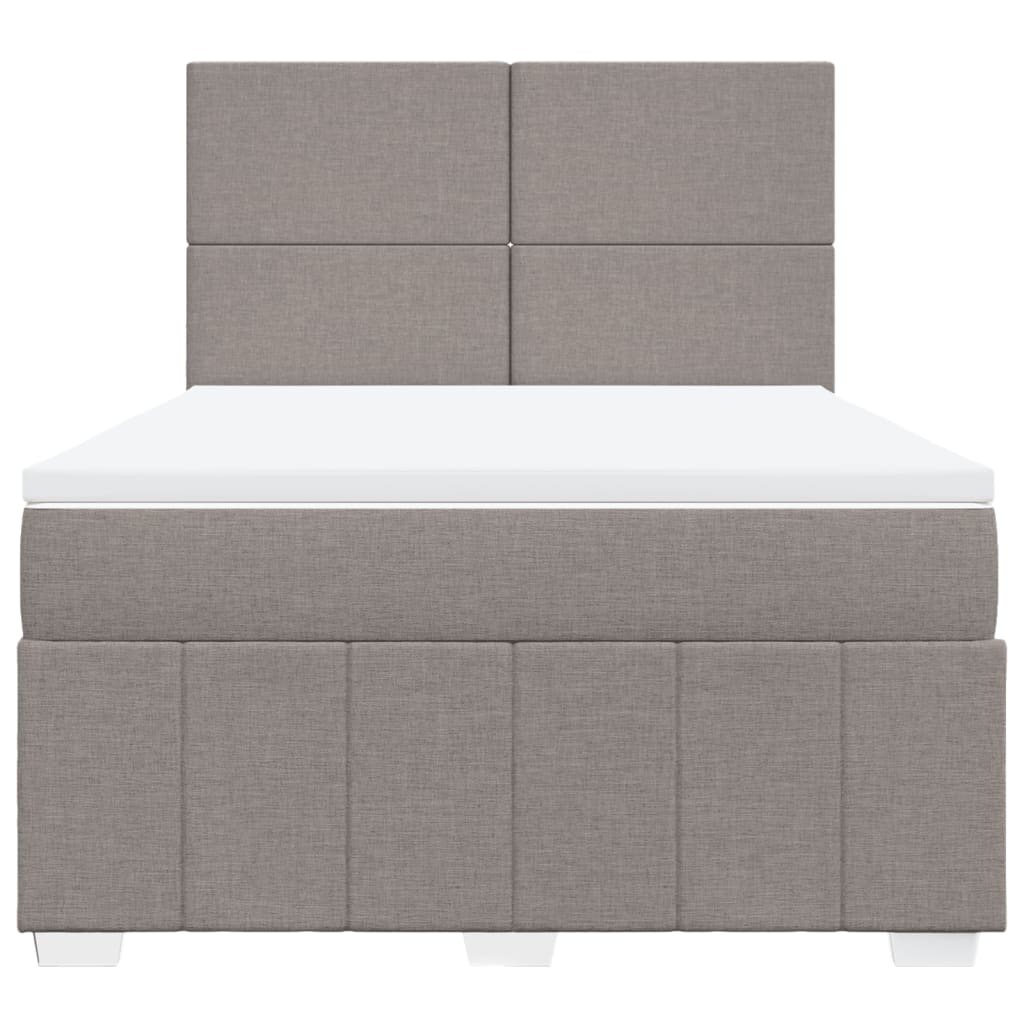 Κρεβάτι Boxspring με Στρώμα Taupe 160x200 εκ. Υφασμάτινο - Pakobazaar