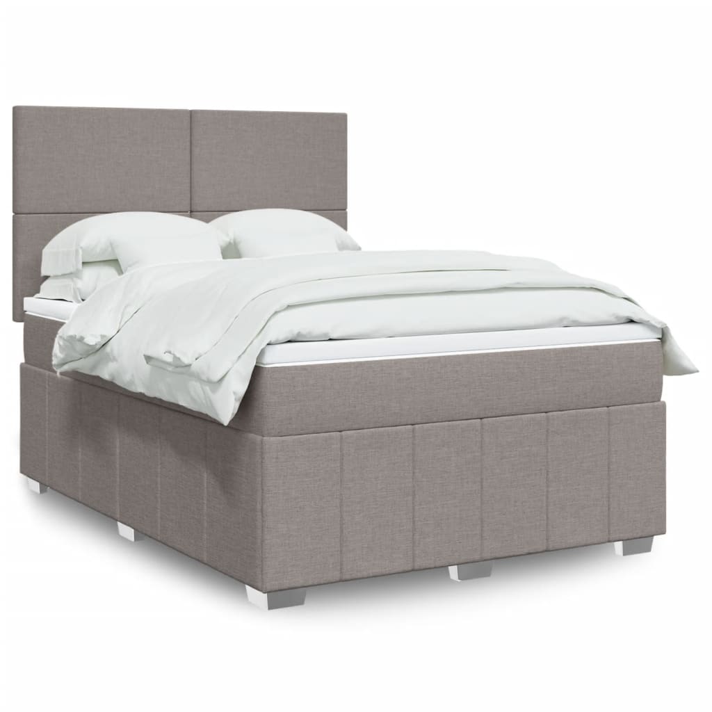 Κρεβάτι Boxspring με Στρώμα Taupe 160x200 εκ. Υφασμάτινο - Pakobazaar