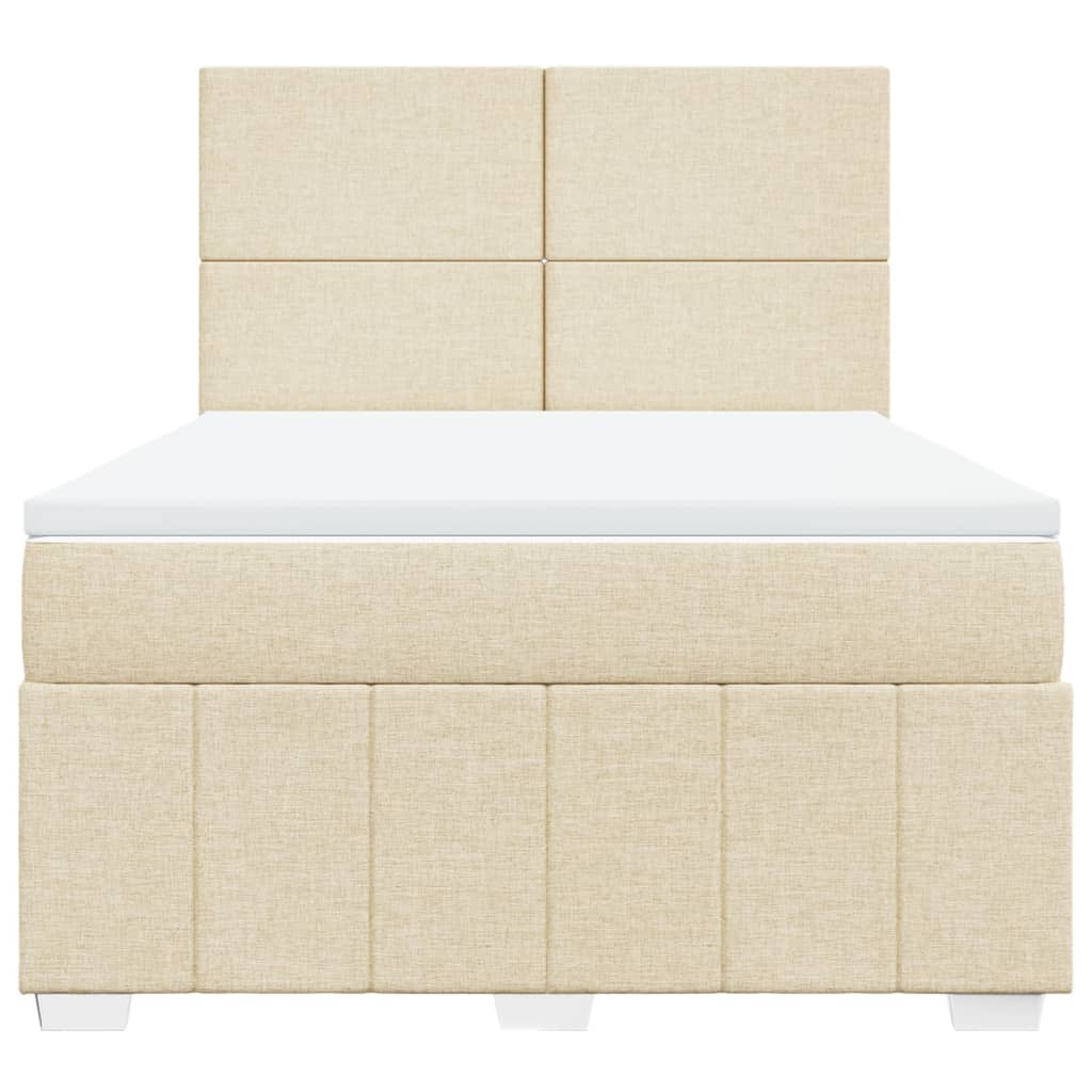 Κρεβάτι Boxspring με Στρώμα Κρεμ 160x200 εκ. Υφασμάτινο - Pakobazaar