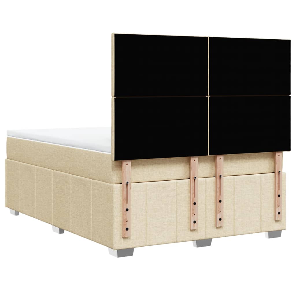 Κρεβάτι Boxspring με Στρώμα Κρεμ 160x200 εκ. Υφασμάτινο - Pakobazaar