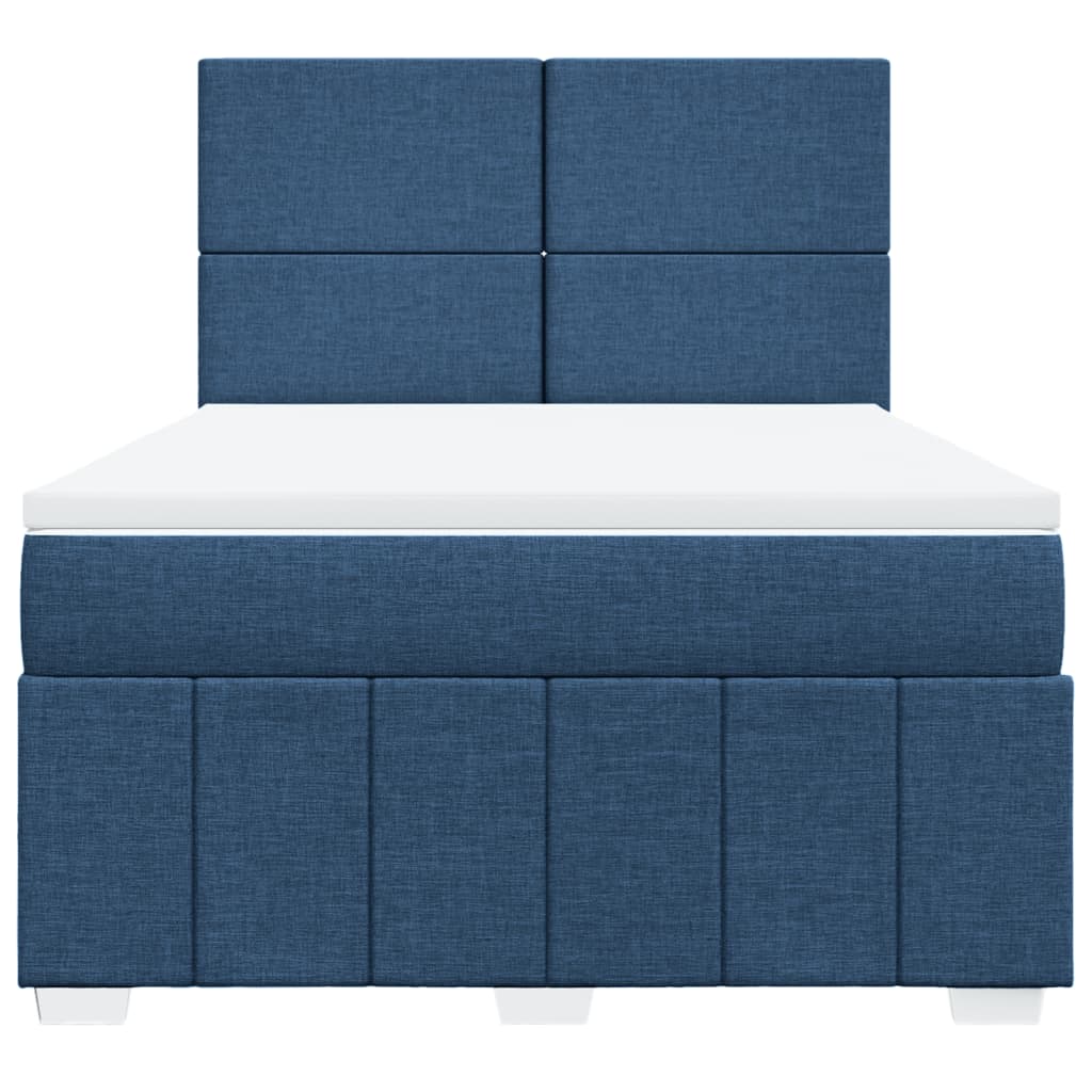 Κρεβάτι Boxspring με Στρώμα Μπλε 160x200 εκ. Υφασμάτινο - Pakobazaar