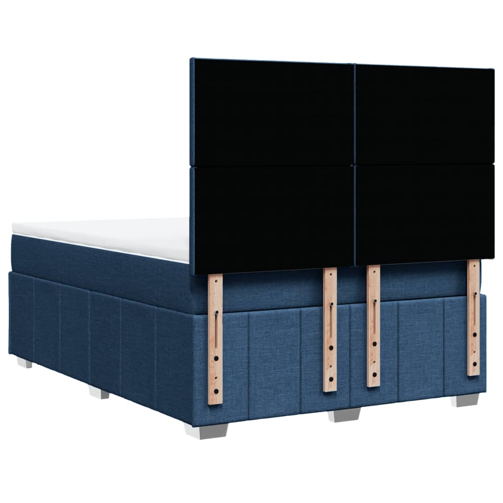 Κρεβάτι Boxspring με Στρώμα Μπλε 160x200 εκ. Υφασμάτινο - Pakobazaar