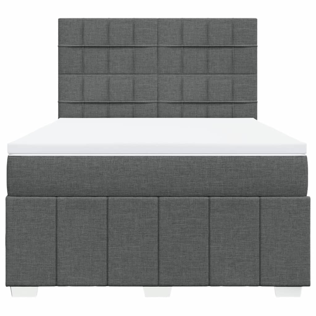 Κρεβάτι Boxspring με Στρώμα Σκούρο Γκρι 160x200 εκ Υφασμάτινο - Pakobazaar