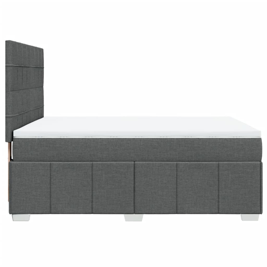 Κρεβάτι Boxspring με Στρώμα Σκούρο Γκρι 160x200 εκ Υφασμάτινο - Pakobazaar