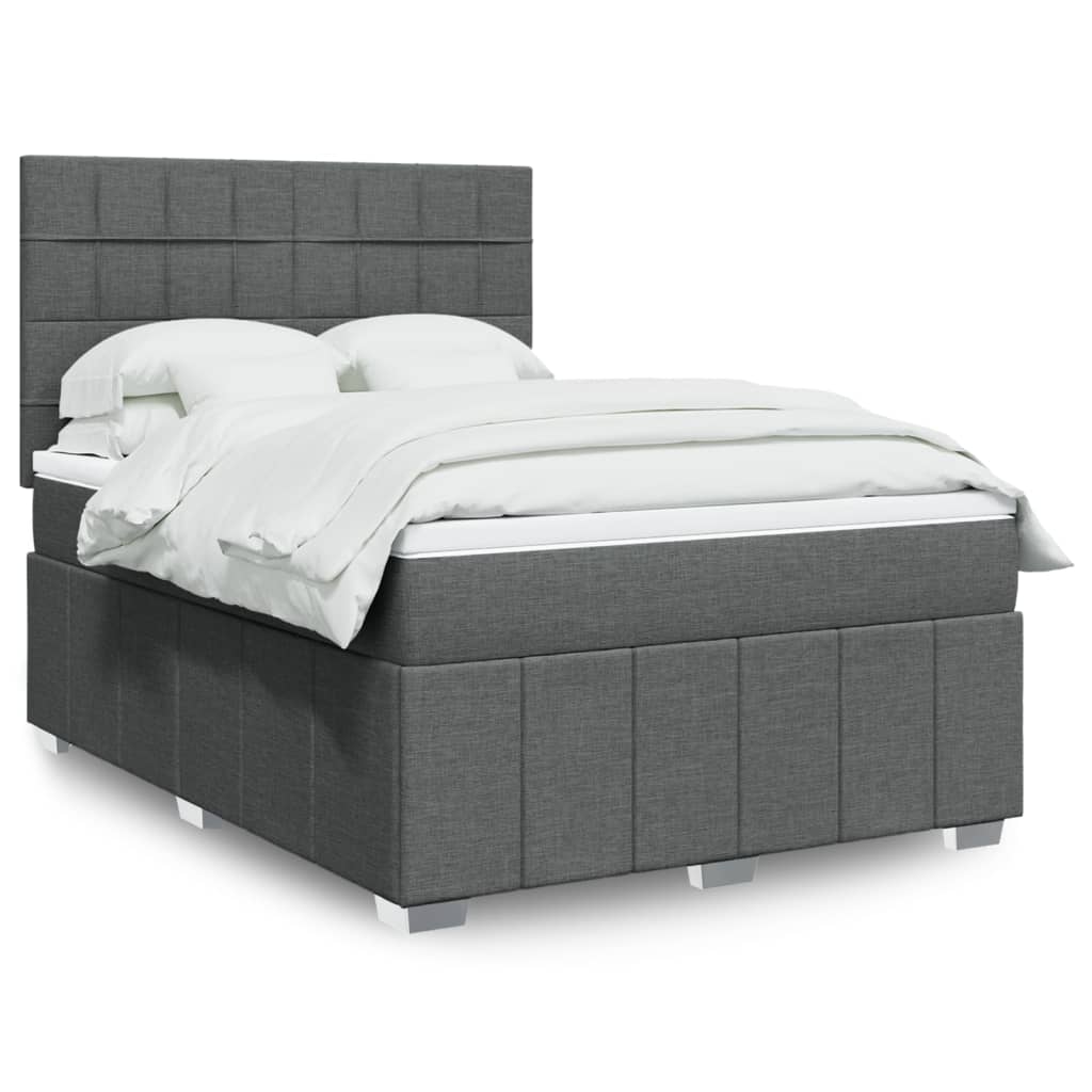 Κρεβάτι Boxspring με Στρώμα Σκούρο Γκρι 160x200 εκ Υφασμάτινο - Pakobazaar