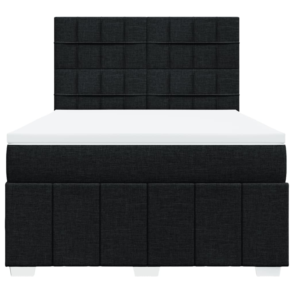 Κρεβάτι Boxspring με Στρώμα Μαύρο 160x200 εκ. Υφασμάτινο - Pakobazaar