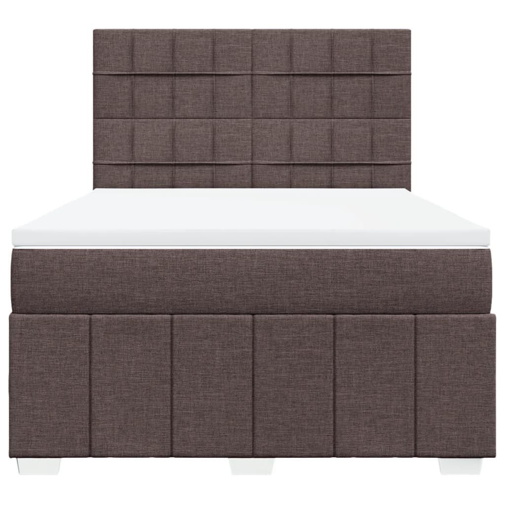 Κρεβάτι Boxspring με Στρώμα Σκούρο Καφέ 160x200 εκ Υφασμάτινο - Pakobazaar