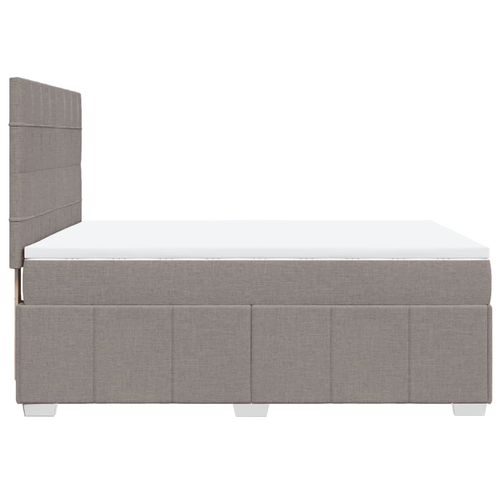Κρεβάτι Boxspring με Στρώμα Taupe 160x200 εκ. Υφασμάτινο - Pakobazaar