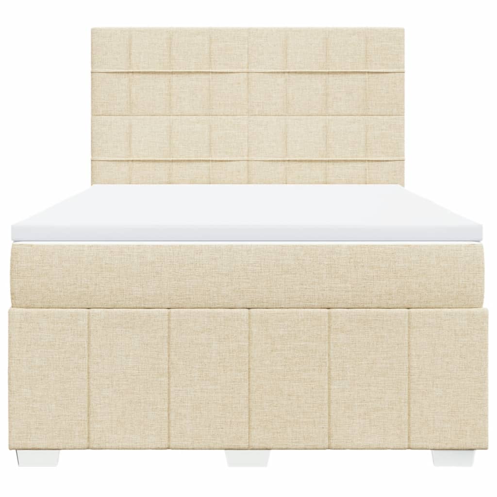 Κρεβάτι Boxspring με Στρώμα Κρεμ 160x200 εκ. Υφασμάτινο - Pakobazaar