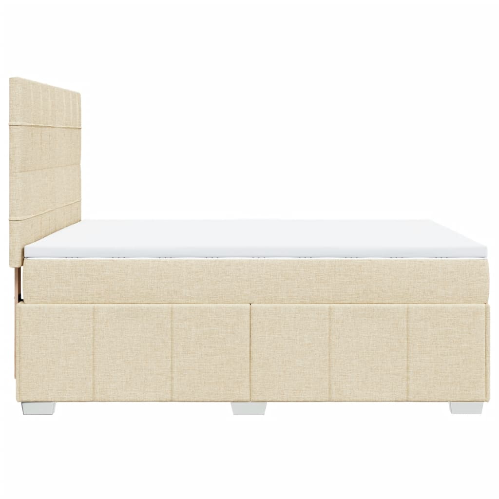 Κρεβάτι Boxspring με Στρώμα Κρεμ 160x200 εκ. Υφασμάτινο - Pakobazaar