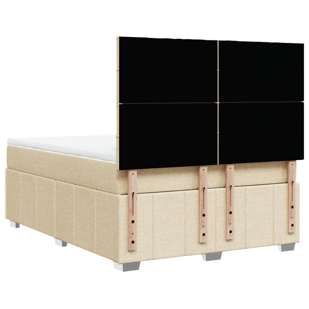 Κρεβάτι Boxspring με Στρώμα Κρεμ 160x200 εκ. Υφασμάτινο - Pakobazaar
