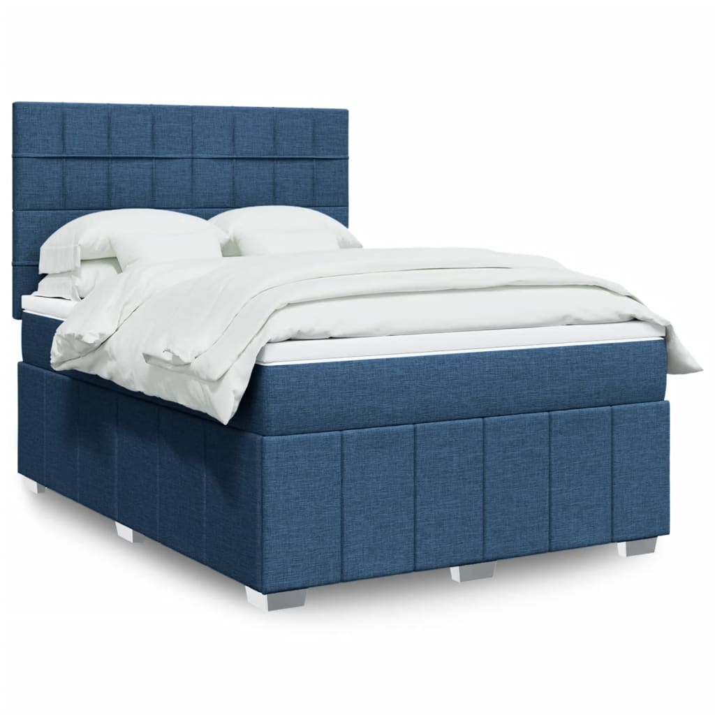 Κρεβάτι Boxspring με Στρώμα Μπλε 160x200 εκ. Υφασμάτινο - Pakobazaar