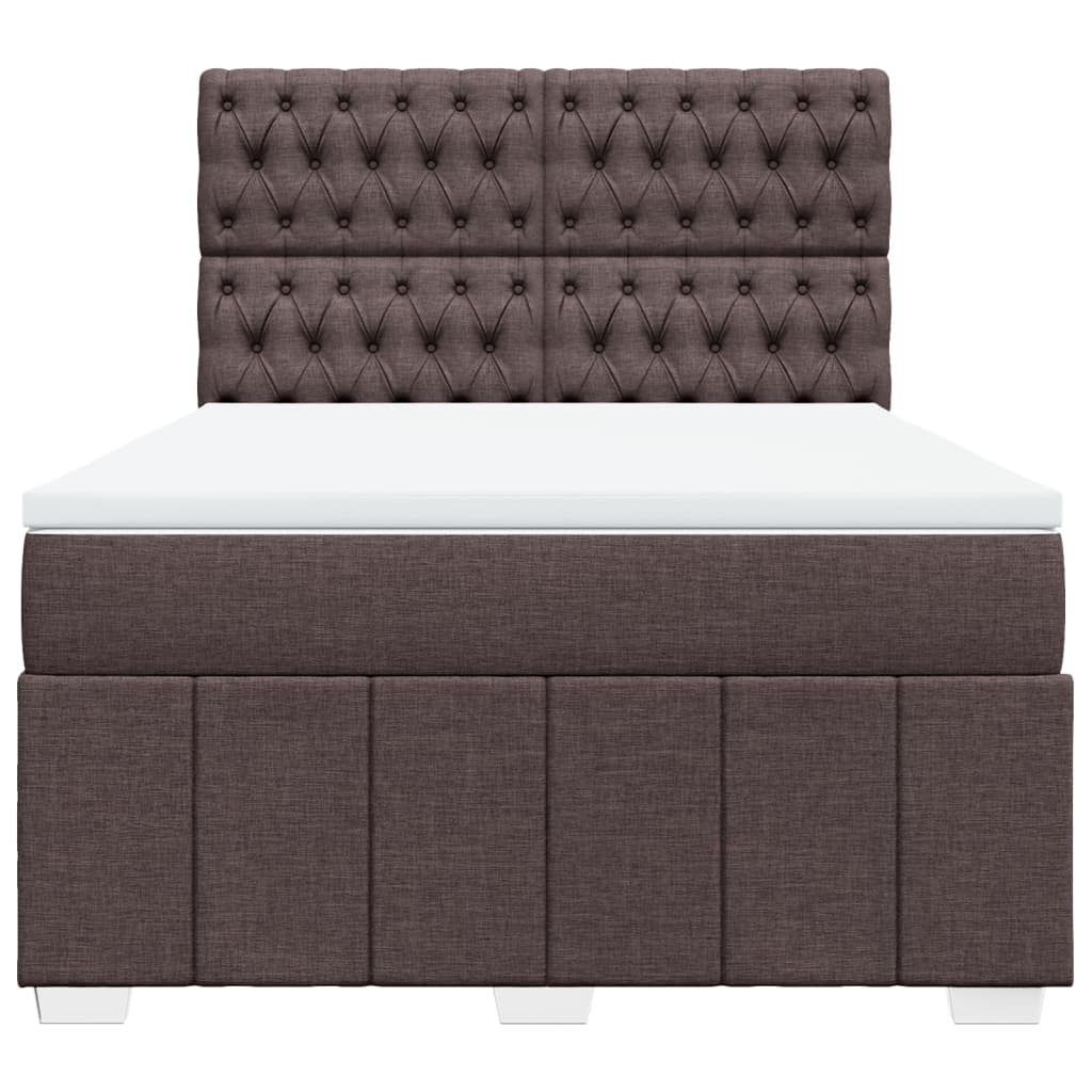 Κρεβάτι Boxspring με Στρώμα Σκούρο Καφέ 160x200 εκ Υφασμάτινο