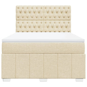 Κρεβάτι Boxspring με Στρώμα Κρεμ 160x200 εκ. Υφασμάτινο - Pakobazaar