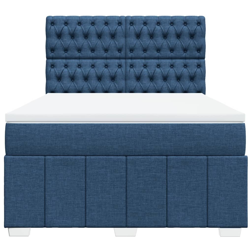 Κρεβάτι Boxspring με Στρώμα Μπλε 160x200 εκ. Υφασμάτινο - Pakobazaar