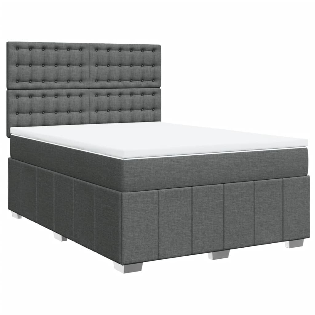 Κρεβάτι Boxspring με Στρώμα Σκούρο Γκρι 160x200 εκ Υφασμάτινο - Pakobazaar