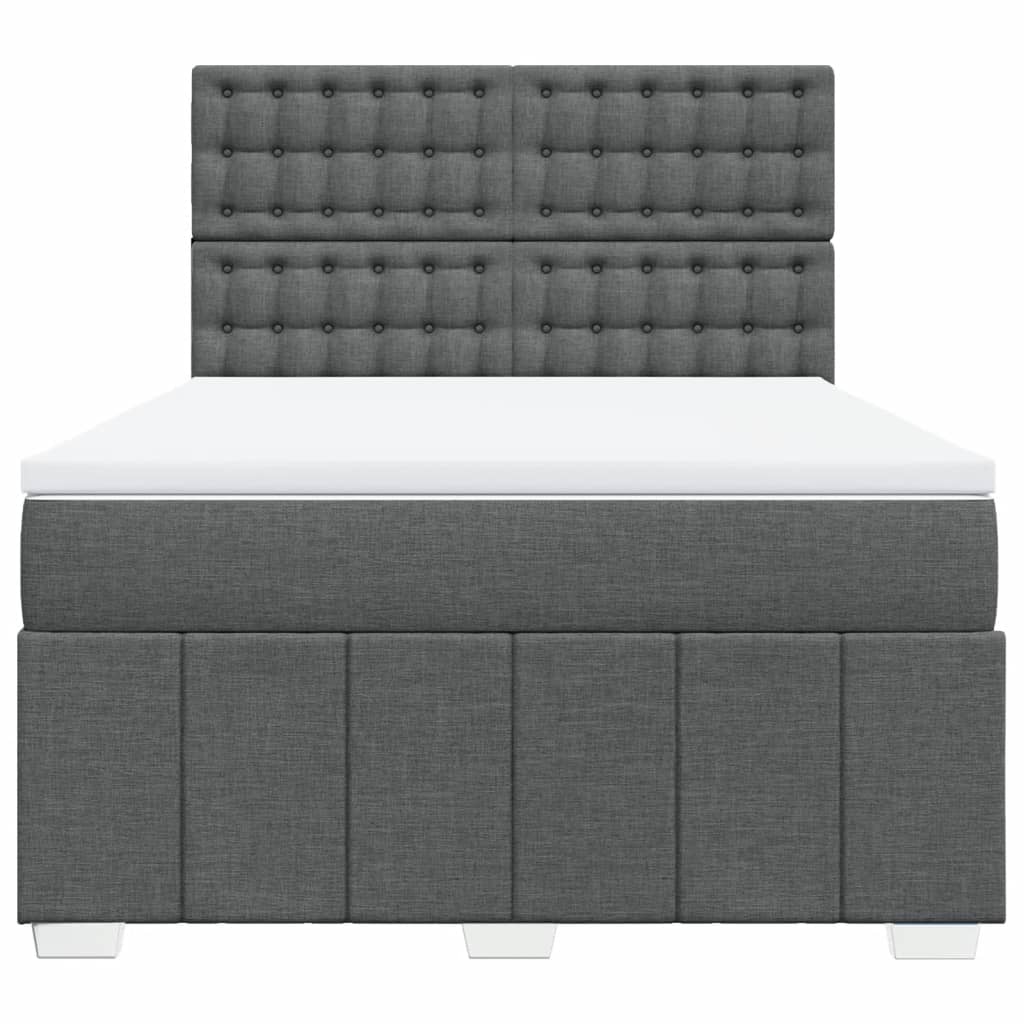 Κρεβάτι Boxspring με Στρώμα Σκούρο Γκρι 160x200 εκ Υφασμάτινο - Pakobazaar