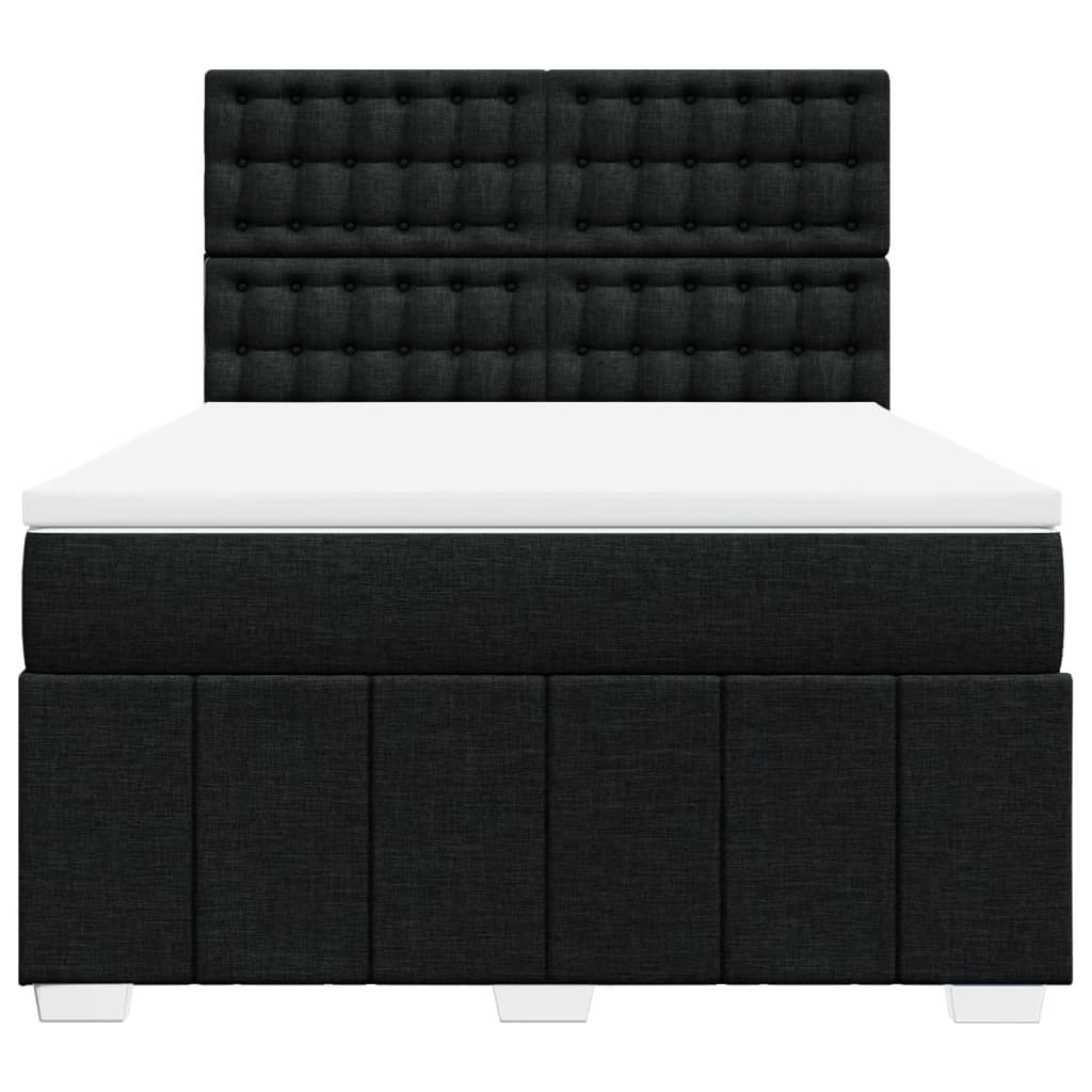 Κρεβάτι Boxspring με Στρώμα Μαύρο 160x200 εκ. Υφασμάτινο - Pakobazaar