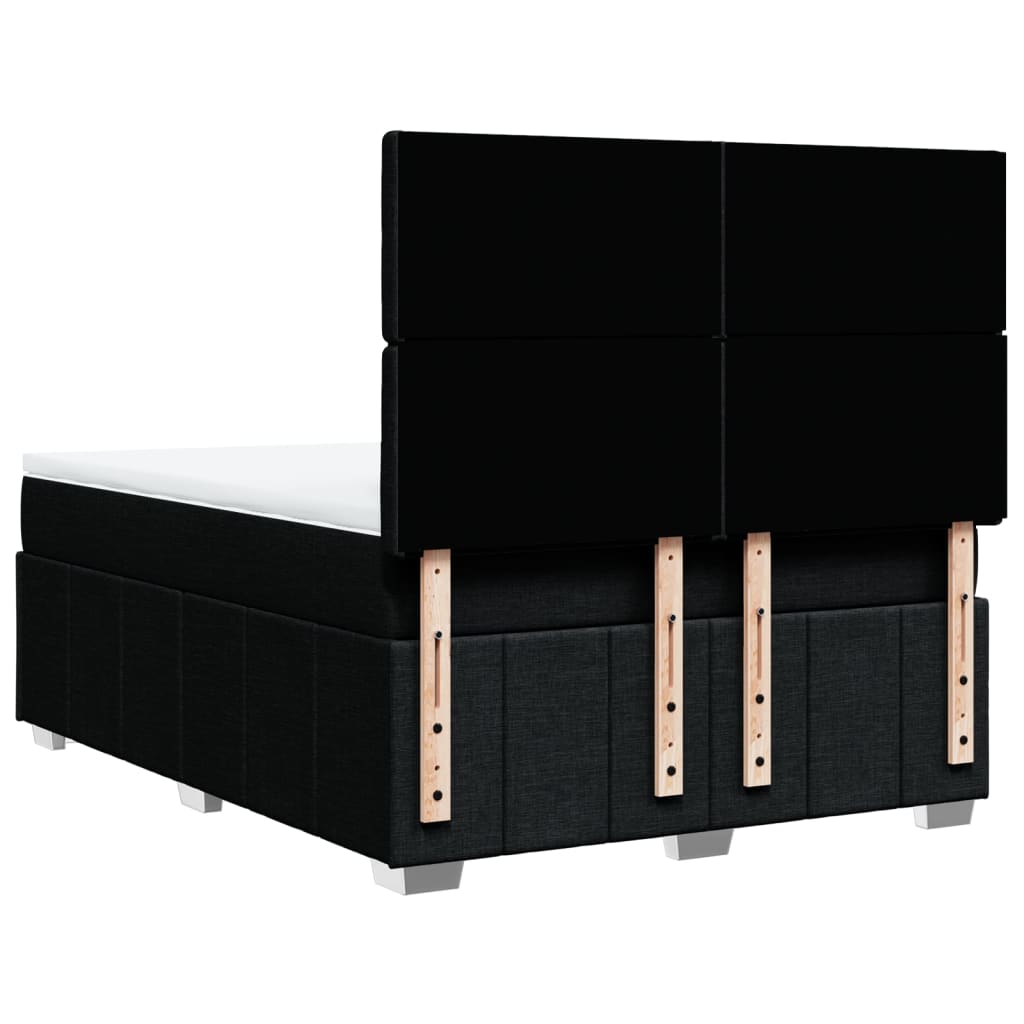 Κρεβάτι Boxspring με Στρώμα Μαύρο 160x200 εκ. Υφασμάτινο - Pakobazaar