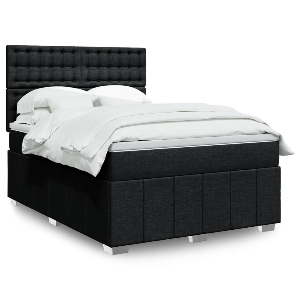 Κρεβάτι Boxspring με Στρώμα Μαύρο 160x200 εκ. Υφασμάτινο - Pakobazaar