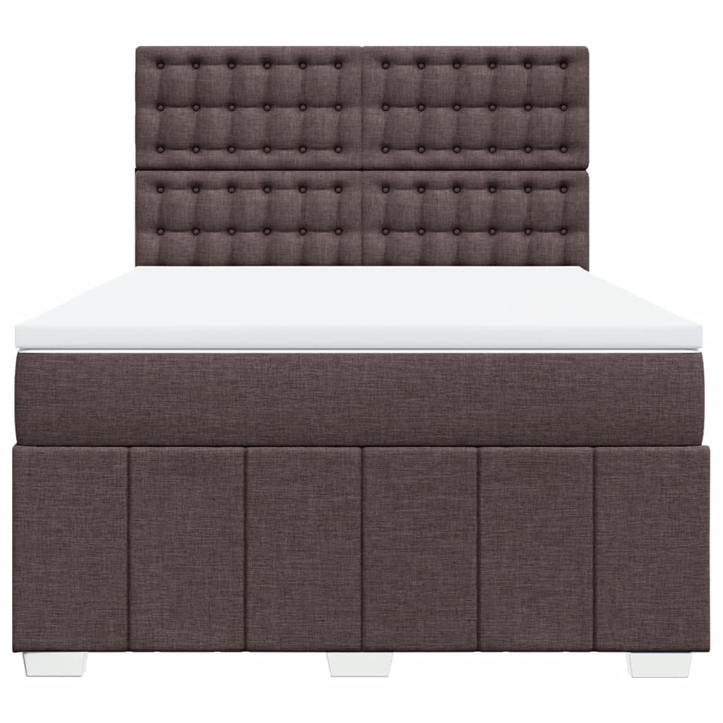 Κρεβάτι Boxspring με Στρώμα Σκούρο Καφέ 160x200 εκ Υφασμάτινο