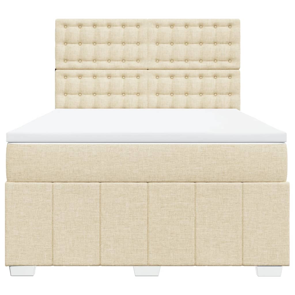 Κρεβάτι Boxspring με Στρώμα Κρεμ 160x200 εκ. Υφασμάτινο - Pakobazaar