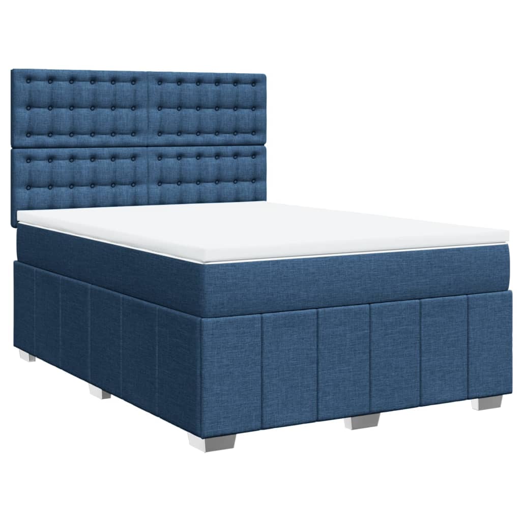 Κρεβάτι Boxspring με Στρώμα Μπλε 160x200 εκ. Υφασμάτινο - Pakobazaar