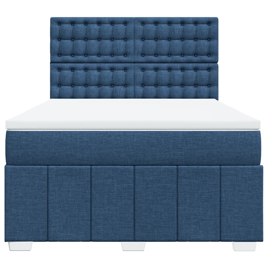 Κρεβάτι Boxspring με Στρώμα Μπλε 160x200 εκ. Υφασμάτινο - Pakobazaar