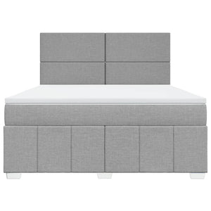 Κρεβάτι Boxspring με Στρώμα Ανοιχτό Γκρι 180x200 εκ. Υφασμάτινο - Pakobazaar