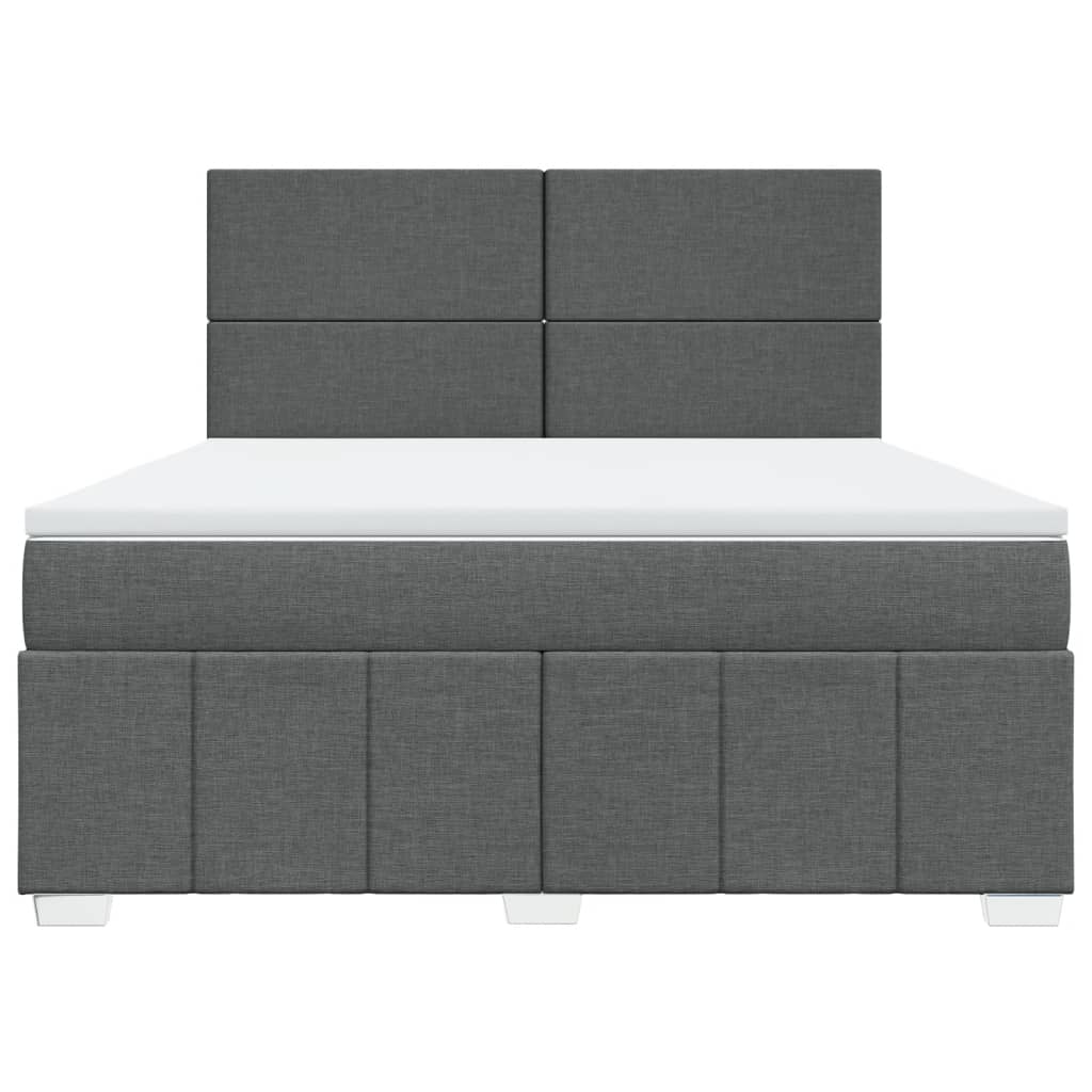 Κρεβάτι Boxspring με Στρώμα Σκούρο Γκρι 180x200 εκ Υφασμάτιν