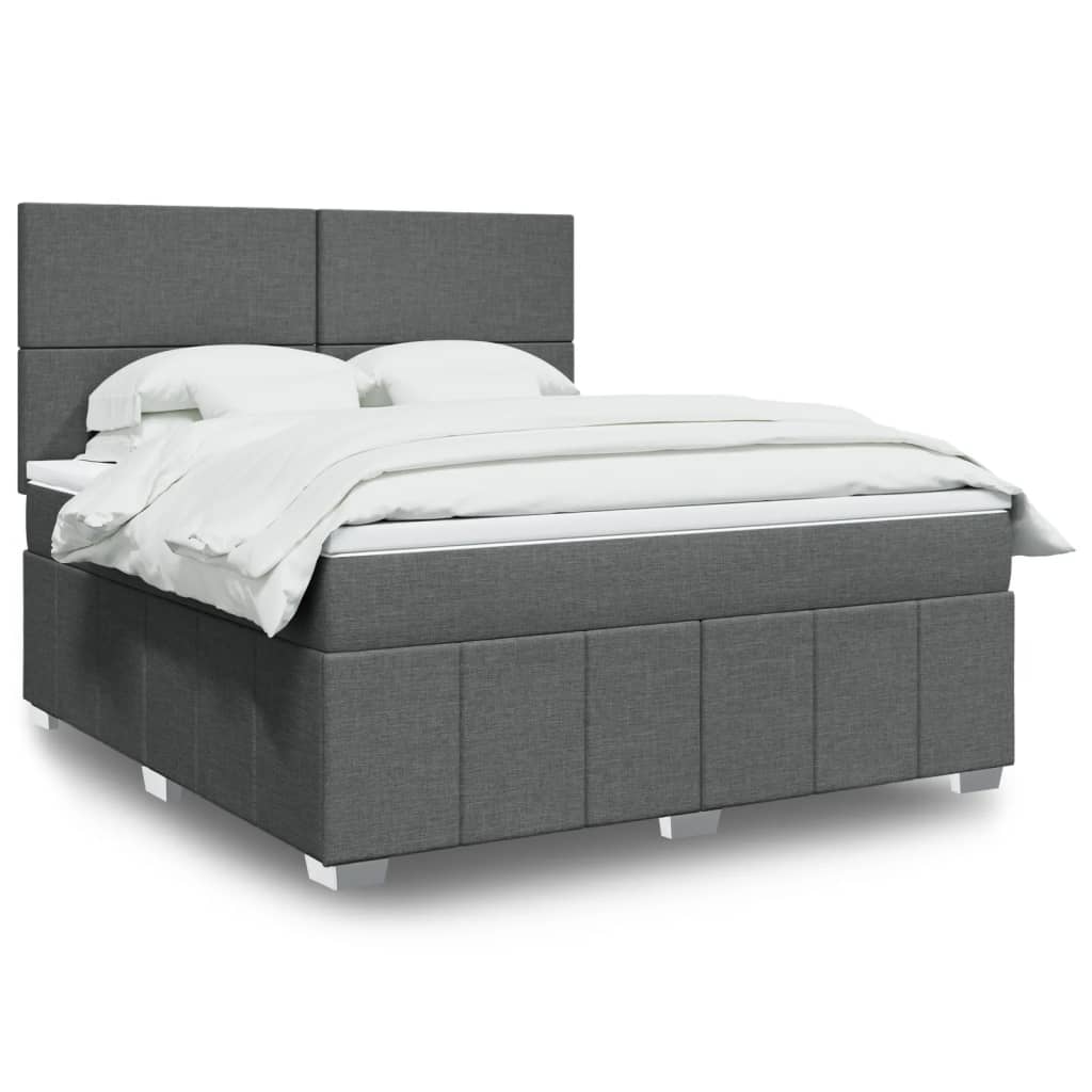 Κρεβάτι Boxspring με Στρώμα Σκούρο Γκρι 180x200 εκ Υφασμάτιν