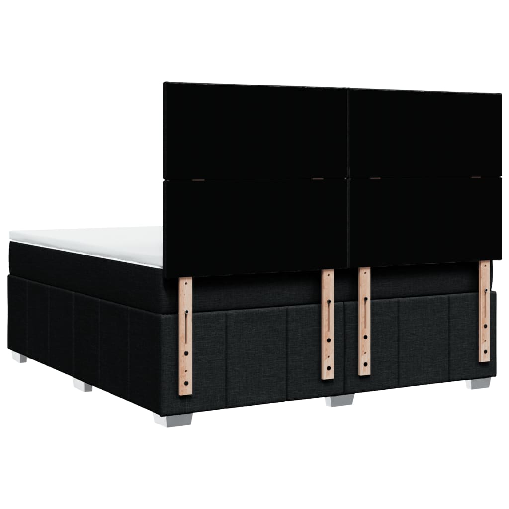 Κρεβάτι Boxspring με Στρώμα Μαύρο 180x200 εκ. Υφασμάτινο - Pakobazaar