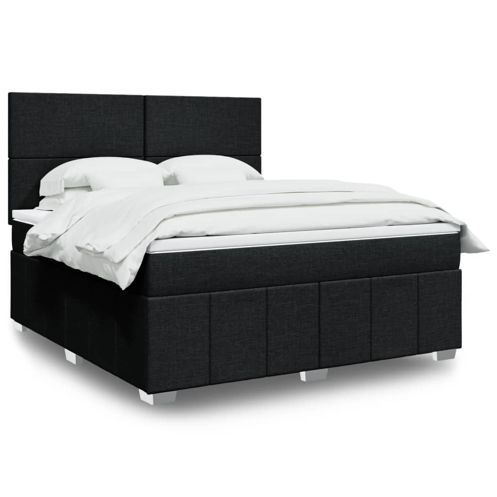 Κρεβάτι Boxspring με Στρώμα Μαύρο 180x200 εκ. Υφασμάτινο - Pakobazaar