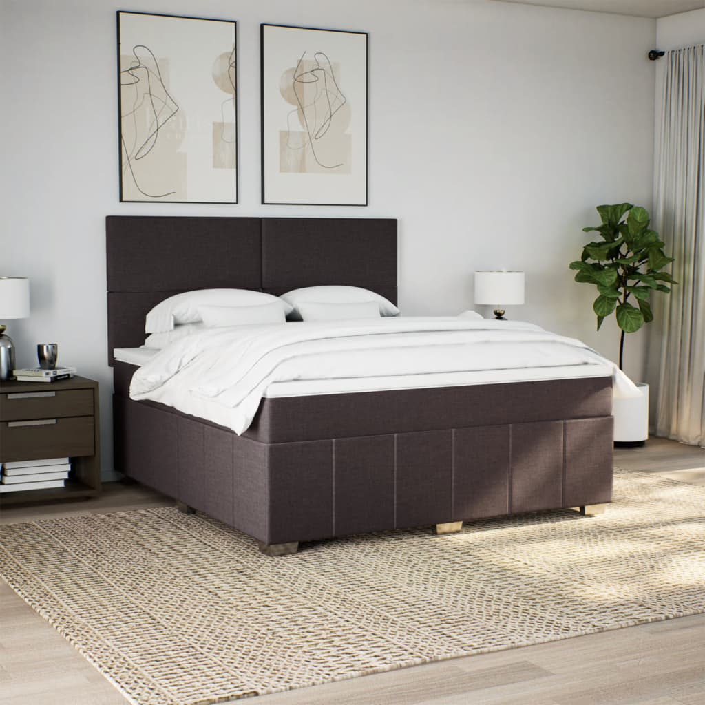 Κρεβάτι Boxspring με Στρώμα Σκούρο Καφέ 180x200 εκ Υφασμάτινο - Pakobazaar