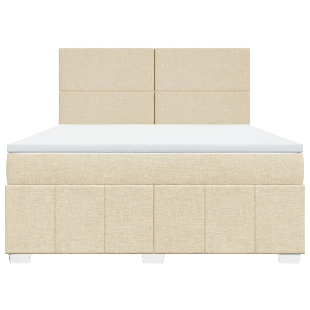 Κρεβάτι Boxspring με Στρώμα Κρεμ 180x200 εκ. Υφασμάτινο