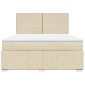 Κρεβάτι Boxspring με Στρώμα Κρεμ 180x200 εκ. Υφασμάτινο