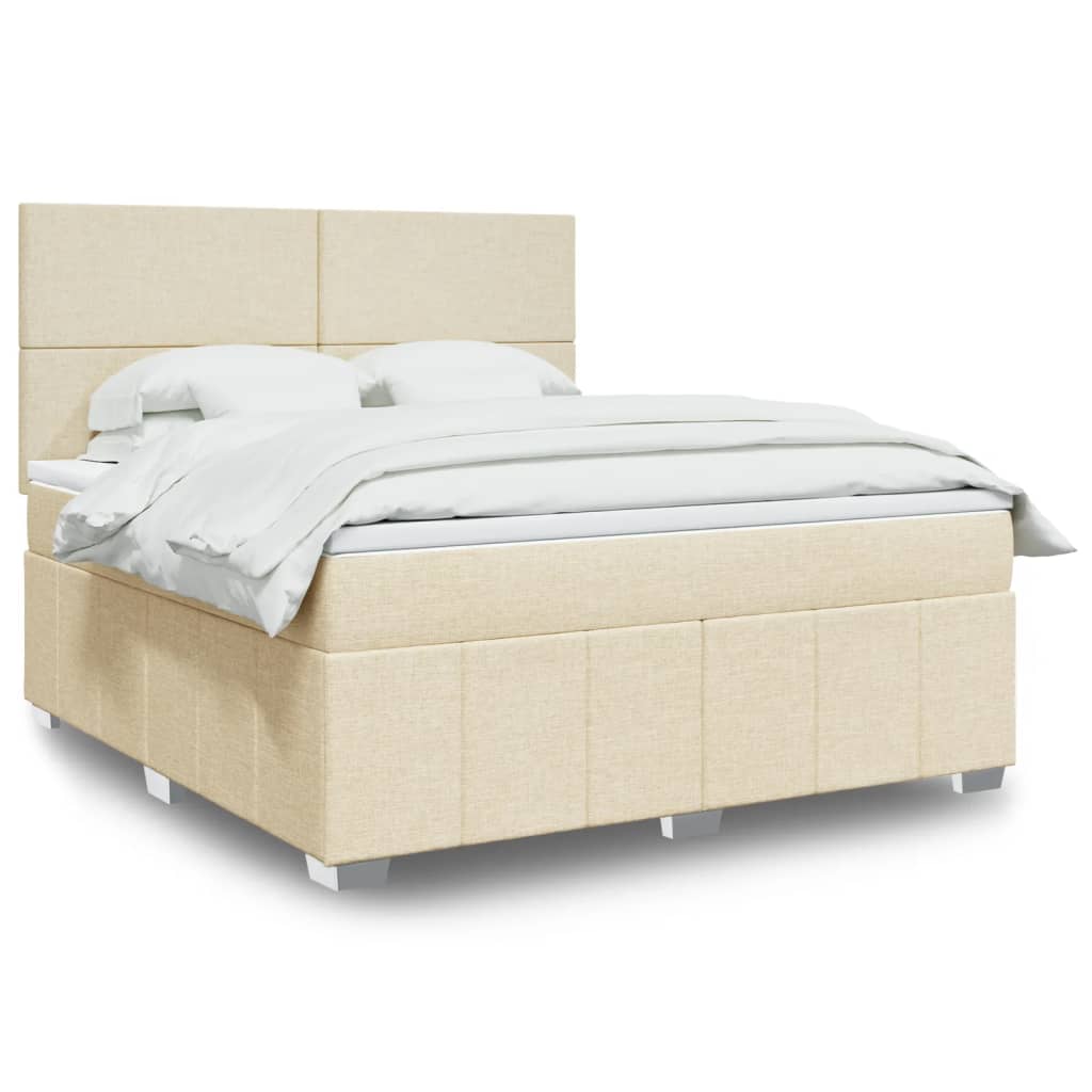 Κρεβάτι Boxspring με Στρώμα Κρεμ 180x200 εκ. Υφασμάτινο