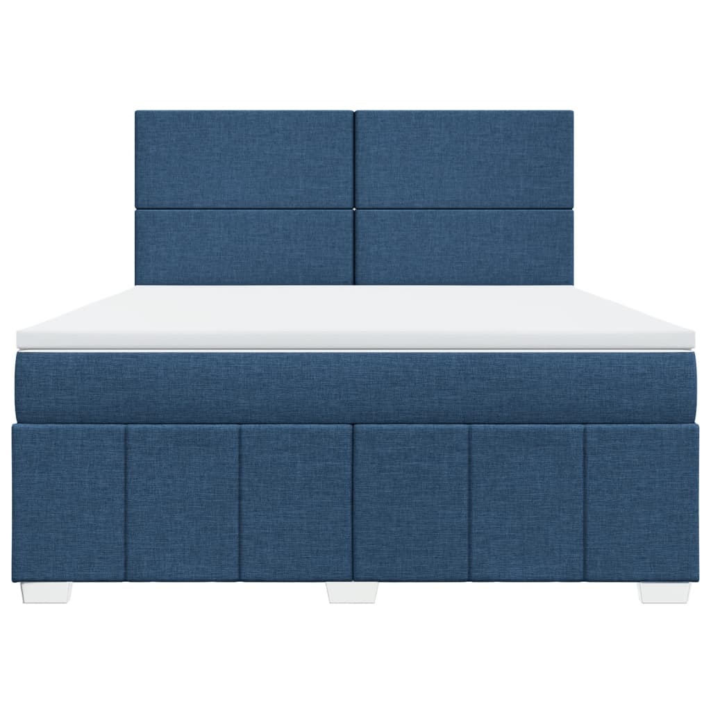Κρεβάτι Boxspring με Στρώμα Μπλε 180x200 εκ. Υφασμάτινο