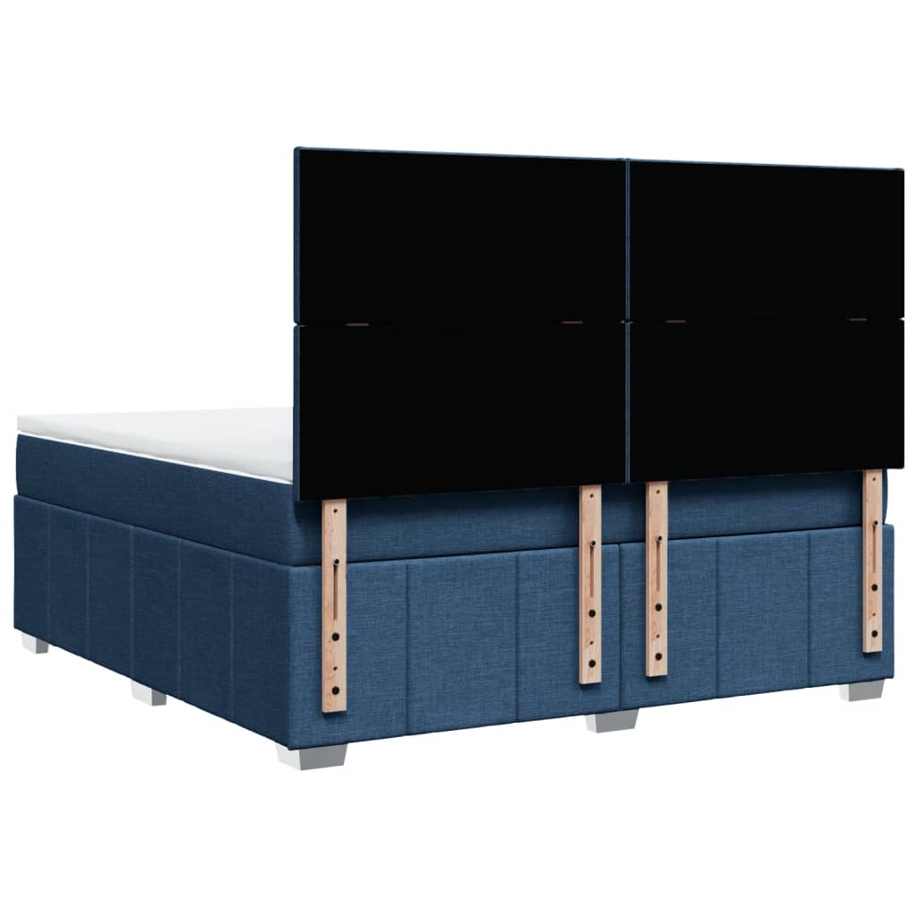 Κρεβάτι Boxspring με Στρώμα Μπλε 180x200 εκ. Υφασμάτινο
