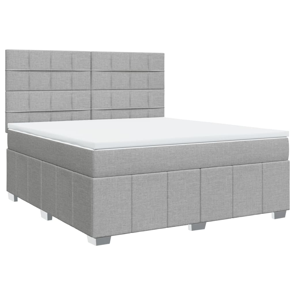 Κρεβάτι Boxspring με Στρώμα Ανοιχτό Γκρι 180x200 εκ. Υφασμάτινο