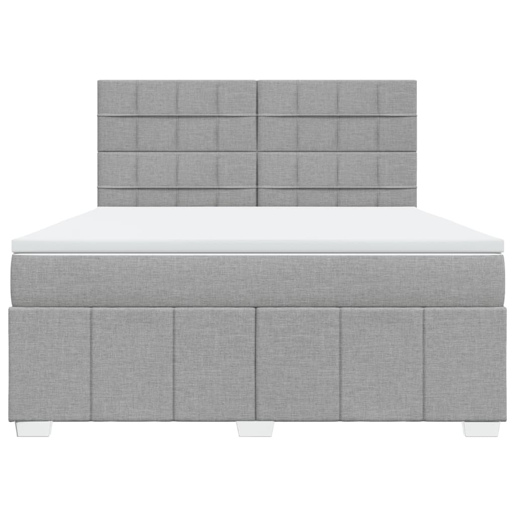 Κρεβάτι Boxspring με Στρώμα Ανοιχτό Γκρι 180x200 εκ. Υφασμάτινο